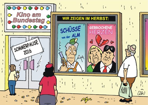 Cartoon: Parlamentarische Sommerpause (medium) by JotKa tagged parlament,sommerpause,parlamentarische,sommerloch,urlaub,ferien,politik,politiker,partein,wahlkampf,2017,zwist,uneinigkeit,groko,spd,csu,cdu,merkel,seehofer,gabriel,kino,bundestag,parlament,sommerpause,parlamentarische,sommerloch,urlaub,ferien,politik,politiker,partein,wahlkampf,2017,zwist,uneinigkeit,groko,spd,csu,cdu,merkel,seehofer,gabriel,kino,bundestag