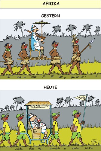 Cartoon: Afrika (medium) by JotKa tagged abenteuer,länder,ferne,reisen,welt,dritte,fortschritt,entwicklung,kolonien,kolonialmächte,sklaven,ausbeutung,lebensstandard,unterdrückung,tourismus,umwelt,natur,männer,safari,afrika,tiere,safari,männer,natur,umwelt,tourismus,unterdrückung,lebensstandard,ausbeutung,sklaven,kolonialmächte,kolonien,entwicklung,fortschritt,dritte,welt,reisen,ferne,länder,abenteuer,tiere