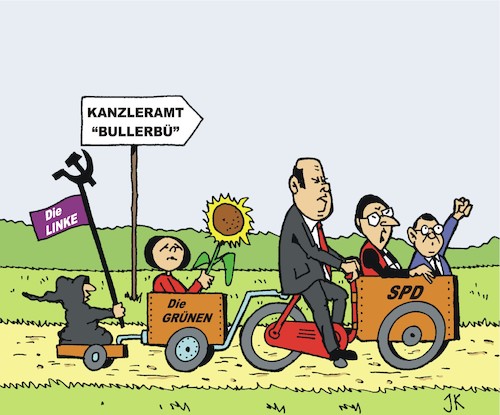 Cartoon: Team Bullerbü (medium) by JotKa tagged wahlen,bundestagswahlen,kurswechsel,klimawende,parteien,bundeskanzler,koalitionen,kanzlerkandidaten,spd,grüne,linke,bullerbue,wahlen,bundestagswahlen,kurswechsel,klimawende,parteien,bundeskanzler,koalitionen,kanzlerkandidaten,spd,grüne,linke,bullerbue