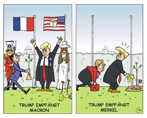 Cartoon: Trump empfängt (medium) by JotKa tagged president,donald,trump,macron,merkel,washington,paris,berlin,empfänge,staatsempfang,arbeitstreffen,president,donald,trump,macron,merkel,washington,paris,berlin,empfänge,staatsempfang,arbeitstreffen