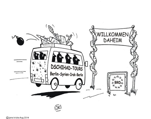 Cartoon: Wiedereinreiseverbot? (medium) by JotKa tagged politiker,eu,brd,wiedereinreiseverbote,einreise,politik,flüchtlinge,krise,syrien,irak,mörderbande,mörder,terroristen,dschihadisten,taliban,elkaida,salafisten,dschihadkämpfer,dschihad