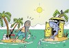 Cartoon: Besetzt (small) by JotKa tagged insel,inselwitz,hai,schiffbruch,gestrandet,meer,ozean,fische,umwelt,natur,sonne,mann,schiff,wc