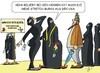 Cartoon: Shopping (small) by JotKa tagged shopping einkaufen mode kleider burka männer frauen international modehaus boutique islam moslem schneider modedesigner designer modern stretch zweitfrau regenschirm schere maßband nadeln nähen verkaufen handeln handel