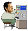 Cartoon: Sarkozy get pissed off! (small) by azamponi tagged sarkozy,france,economy,euro