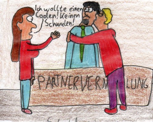 Cartoon: Cool (medium) by Salatdressing tagged arbeit,job,blöd,dumm,schwul,cool,partnervermittlung