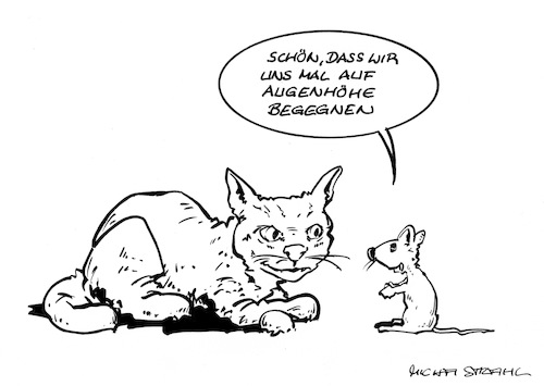 Cartoon: Augenhöhe (medium) by Micha Strahl tagged micha,strahl,augenhöhe,begegnen,micha,strahl,augenhöhe,begegnen