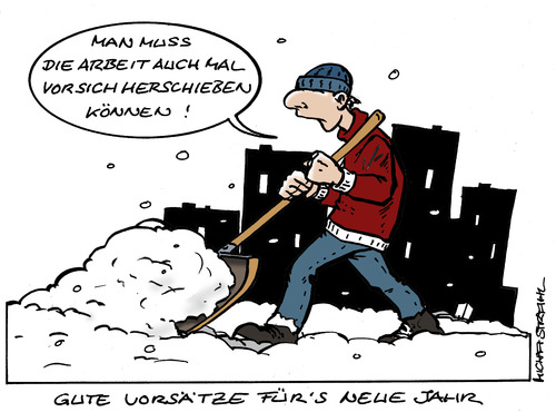 Cartoon: Gute Vorsätze (medium) by Micha Strahl tagged micha,strahl,gute,vorsätze,neujahr,schneebeseitigung,schneeschippen,arbeiten,arbeitsmoral,winter,schnee,neujahr,schneebeseitigung,schneeschippen,arbeiten,arbeitsmoral,winter,schnee,silvester