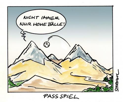 Cartoon: Pass-Spiel (medium) by Micha Strahl tagged micha,strahl,em,fußball,europameisterschaft,bergtour2008,finale,em,europameisterschaft,euro2008,fußball,deutschland,finale,bergtour2008,ball,pass,zuspielen,hoch,berg,tal,gebirge