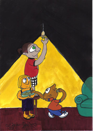 Cartoon: gives light (medium) by CIGDEM DEMIR tagged light,olive,man,people,woman