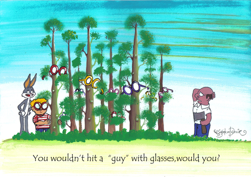 Cartoon: SAVE THE FORESTS (medium) by CIGDEM DEMIR tagged tree,glasses,bugs,bunny,environmnet,nature,child,forest