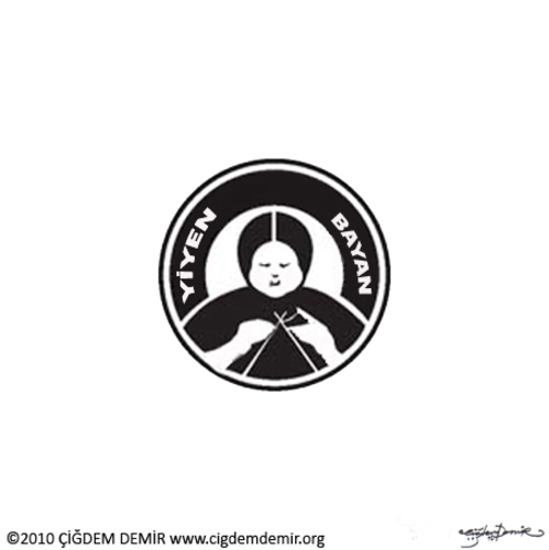 Cartoon: Yiyen Bayan (medium) by CIGDEM DEMIR tagged eating,white,and,black,knitting,women,woman