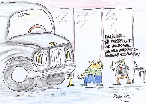 Cartoon: Der neue Brummovero (medium) by Eggs Gildo tagged auto,kauf,sprit,spritverbrauch,sparsamkeit