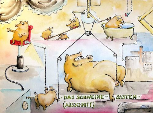 Cartoon: Schweinesystem (medium) by Eggs Gildo tagged kapitalismus,kritik,armut,reichtum,ausbeutung