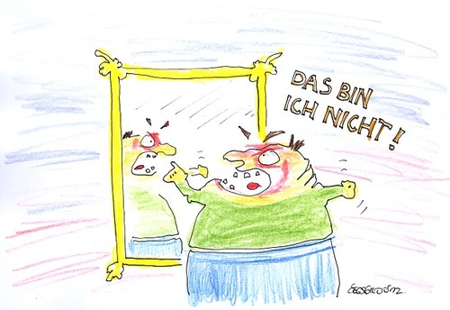 Cartoon: Spiegelbild vs. Zeichnung (medium) by Eggs Gildo tagged hässlich,zeichnung,portrait