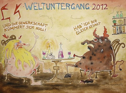 Cartoon: Weltuntergang 2012 (medium) by Eggs Gildo tagged weltuntergang,apokalypse,gott,teufel,hölle