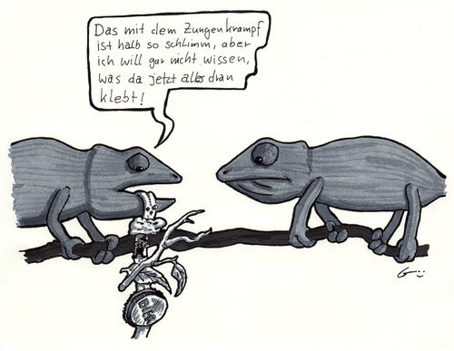Cartoon: Klebriges (medium) by bertgronewold tagged chamäleon