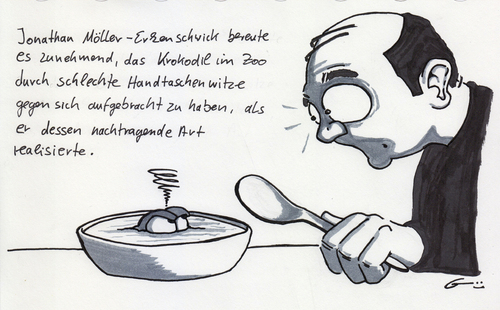 Cartoon: knurrige Krokodile (medium) by bertgronewold tagged krokodil,suppe,handtasche