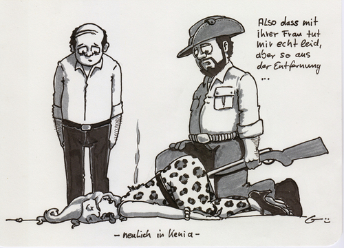 Cartoon: Leopardenjagd (medium) by bertgronewold tagged leopardenmuster,tot,frau,jagd
