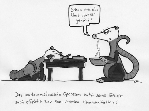 Cartoon: Subtile Opossums (medium) by bertgronewold tagged opossum,essen,sterben