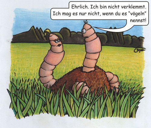 Cartoon: Wurmliebe (medium) by bertgronewold tagged wurm,vögeln,verklemmt