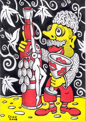 Cartoon: arsen gevorgyan (medium) by ARSEN GEVORGYAN tagged dizo,illustration,mann,flasche,alkohol,liebe,fantasievoll,wein,frau,verführung