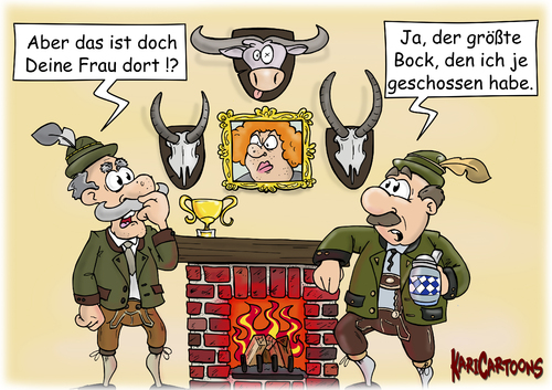 Cartoon: Bock geschossen (medium) by karicartoons tagged jäger,jagd,jagdtrophäen,frau,ehe,ehefrau,bock,geschossen,beziehung,probleme,fehler,jäger,jagd,jagdtrophäen,frau,ehe,ehefrau,bock,geschossen,beziehung,probleme,fehler