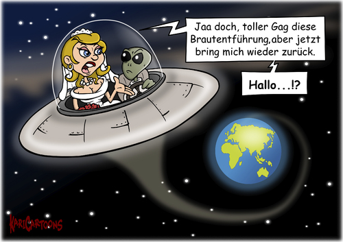 Cartoon: Brautentführung (medium) by karicartoons tagged alien,außerirdischer,ufo,entführung,brautentführung,hochzeit,braut,tradition,brauchtum,cartoon,humor,lustig,alien,außerirdischer,ufo,entführung,brautentführung,hochzeit,braut,tradition,brauchtum,cartoon,humor,lustig