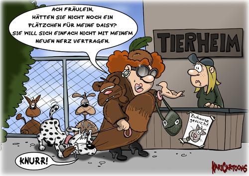 Cartoon: Neuer Nerz (medium) by karicartoons tagged dame,hund,hündchen,jetset,nerz,pelz,pelze,pelzjäger,pelzmantel,reich,tiere,tierheim,tierschutz,dame,hund,hündchen,nerz,pelz,pelze,pelzjäger,pelzmantel,tiere,tierheim,tierschutz,kleidung