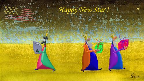 Cartoon: Happy New Star ! (medium) by bernie tagged obama,newyear