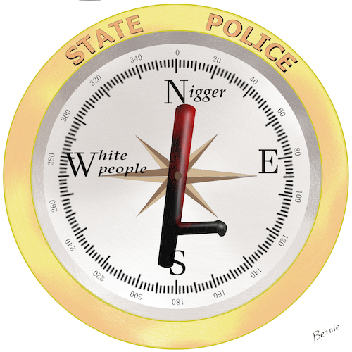 Cartoon: Police compass (medium) by bernie tagged racism