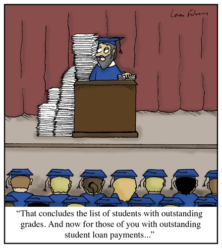 Cartoon: Outstanding Payments (medium) by Humoresque tagged college,colleges,university,universities,graduation,graduations,grad,school,schools,diploma,diplomas,student,loan,loans,payment,payments,fee,fees,tuition,cost,costs,fund,funds,funding,grade,grades,financial,aid,outstanding,debt