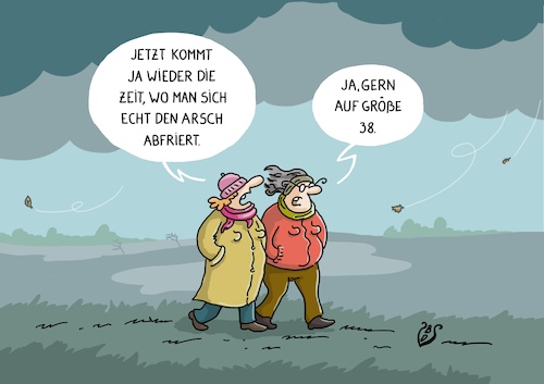 Cartoon: abfrieren (medium) by Dodenhoff Cartoons tagged spaziergang,konfektionsgröße,arsch,frieren,kälte,frauen,freundin,figur,diät,damengrößen,herbst,winter,spaziergang,konfektionsgröße,arsch,frieren,kälte,frauen,freundin,figur,diät,damengrößen,herbst,winter