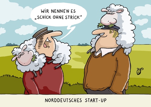 Cartoon: Norddeutsches Startup (medium) by Dodenhoff Cartoons tagged norddeutschland,schleswig,holstein,mecklenburg,vorpommern,niedersachsen,regional,schafe,deichschafe,wolle,naturmaterial,diy,stricken,wollliebe,wollust,wollideen,nachhaltigkeit,mensch,natur,region,local,heroes,wollchic,wollpulli,thermokleidung,naturfaser,biologisch,bioware,wollqualität,einfachheit,schnacken,unternehmensgründung,erfolgsrezept,kreativideen,landschaft,chefs,firmengründer,heimat,typisch,norddeutschland,schleswig,holstein,mecklenburg,vorpommern,niedersachsen,regional,schafe,deichschafe,wolle,naturmaterial,diy,stricken,wollliebe,wollust,wollideen,nachhaltigkeit,mensch,natur,region,local,heroes,wollchic,wollpulli,thermokleidung,naturfaser,biologisch,bioware,wollqualität,einfachheit,schnacken,unternehmensgründung,erfolgsrezept,kreativideen,landschaft,chefs,firmengründer,heimat,typisch