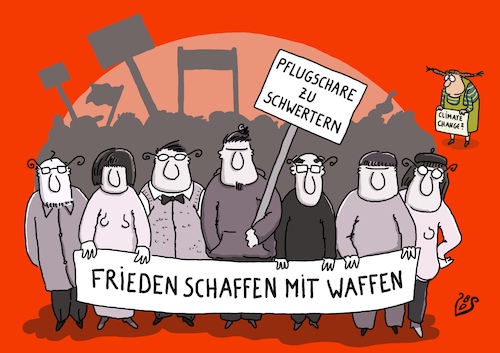 Cartoon: Zeitenwende (medium) by Dodenhoff Cartoons tagged frieden,aufrüstung,krieg,klimawandel,umweltbewusstsein,naturschutz,waffen,waffenhandel,bedrohung,krise,frieden,aufrüstung,krieg,klimawandel,umweltbewusstsein,naturschutz,waffen,waffenhandel,bedrohung,krise