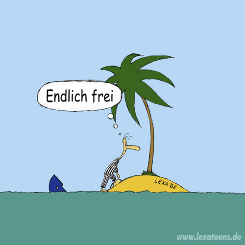 Cartoon: Endlich frei (medium) by lexatoons tagged gestrandet
