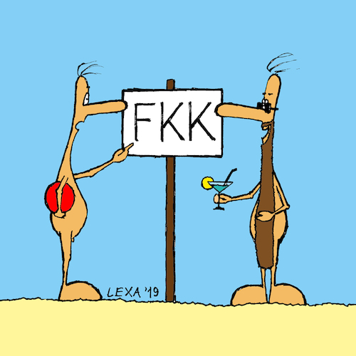 Cartoon: lexatoon FKK (medium) by lexatoons tagged lexatoon,fkk,strand,bart,zz,topp,sonnenbrille,cocktail,sommer,borderline,lexatoon,fkk,strand,bart,zz,topp,sonnenbrille,cocktail,sommer,borderline