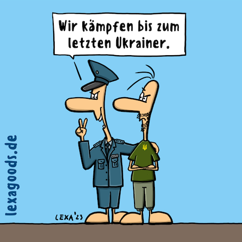 Cartoon: lexatoon Bis zum letzten Ukraine (medium) by lexatoons tagged lexatoon,wir,kämpfen,bis,zum,letzten,ukrainer,nato,usa,russlan,krieg,waffenlieferung,lexatoon,wir,kämpfen,bis,zum,letzten,ukrainer,nato,usa,russlan,krieg,waffenlieferung