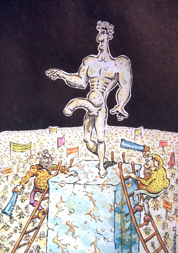 Cartoon: heykel (medium) by Gölebatmaz tagged heykel,sansur,testere,seks,teror