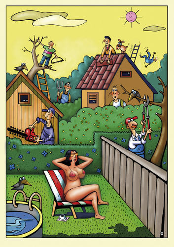 Cartoon: Kurtu.o27.garten (medium) by kurtu tagged yes,illustration,nachbarn,nachbarschaft,garten,frau,sexy