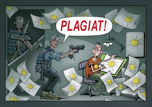 Cartoon: PLAGIAT (medium) by kurtu tagged plagiat,plagiat,raub,kopie,duplizieren,kunst,künstler,polizei,kopieren,nachmachen