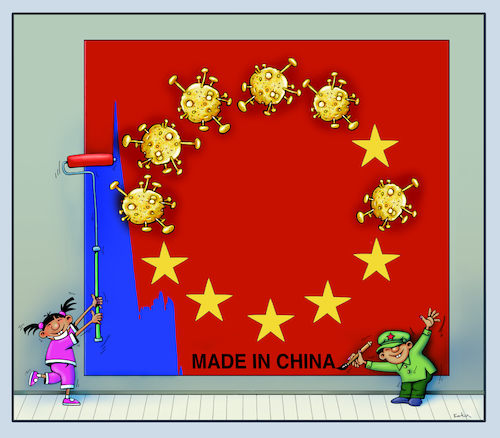 Cartoon: virus china (medium) by kurtu tagged virus,china,virus,china