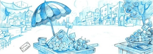 Cartoon: Background (medium) by Amal Samir tagged cartoon,background,market,comic,movie,pencils