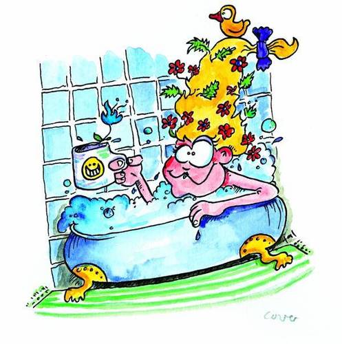 Cartoon: enjoy the bathtub (medium) by talbiez tagged badewann,schönheit,blondie,bathtub,beauty,relax,entspannen,erholungsbad,quietscheente