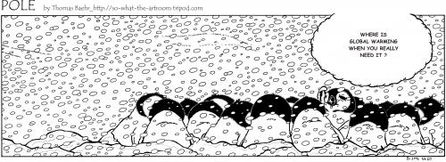 Cartoon: POLE Strip No.60 (medium) by Penguin_guy tagged penguins,pinguine,pets,tiere,animals,global,warming,treibhauseffekt,erderwaermung,umweltverschmutzung,pollution,pinguine,tiere,vögel,natur,seetaucher,lernen,taucher,meer,kalt,antarktis,kälte,treibhauseffekt,erderwärmung,umweltverschmutzung,umwelt,schnee,frieren,gruppe,zusammen,wärmen