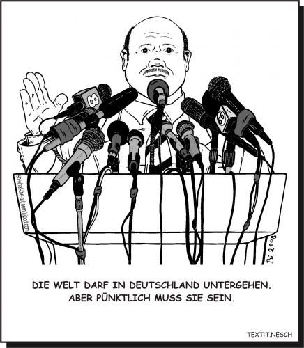 Cartoon: Politiker_1 (medium) by Penguin_guy tagged politiker,deutschland,puenktlichkeit,weltuntergang,politiker,deutschland,weltuntergang,pünktlichkeit,rede,interview,presse,podium,spruch,weisheit,ankündigung,ausruf,untergang,verkündung,ansprache