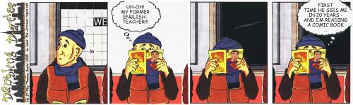 Cartoon: Reading comicbooks (medium) by Penguin_guy tagged new,york,subway,ubahn,untergrundbahn,west,mta,comics,superman,teacher,lehrer,boos,buecher,thomas,baehr,cartoon,cartoons,comic,schüler schule,bildung,wissen,arbeit,job,beruf,karriere,zukunft,vergangenheit,lehrer,wiedersehen,bekannte,superman,comicheft,lesen,schüler,schule