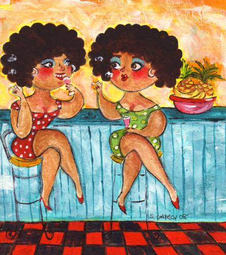 Cartoon: girlfriends having cocktails (medium) by siobhan gately tagged friends,cocktails,gossip,bar,girls,girlfriends,illustration,bar,kneipe,frau,frauen,flirten,ausgehen,party,fete,club,freunde,freundschaft,tratschen,kaffeeklatsch,cocktail