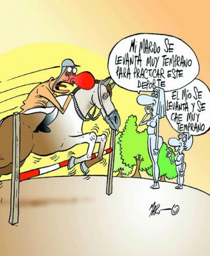 Cartoon: NO POR MUCHO MADRUGAR (medium) by Mario Almaraz tagged equitacion