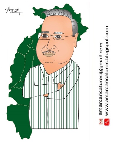 Cartoon: Raman Singh Caricature (medium) by Amar cartoonist tagged raman,singh,caricature,chhattisgarh