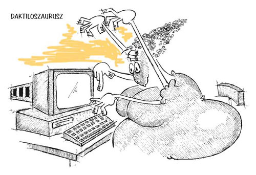 Cartoon: Dactilosaur (medium) by paraistvan tagged hard,ancient,woman,work,working